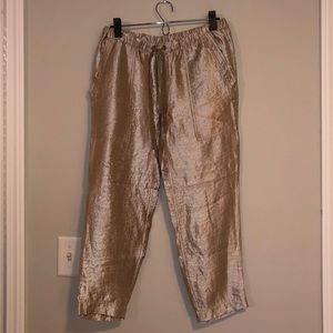 J. Crew Metallic Pull-On Draw String Capris Pant